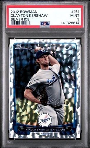 2012 Clayton Kershaw Bowman Silver Ice #151 Dodgers Graded PSA 9 MINT