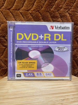 Verbatim DVD+R DL (Double Layer Recordable) 2.4x 8.5GB DVD NEW SEALED