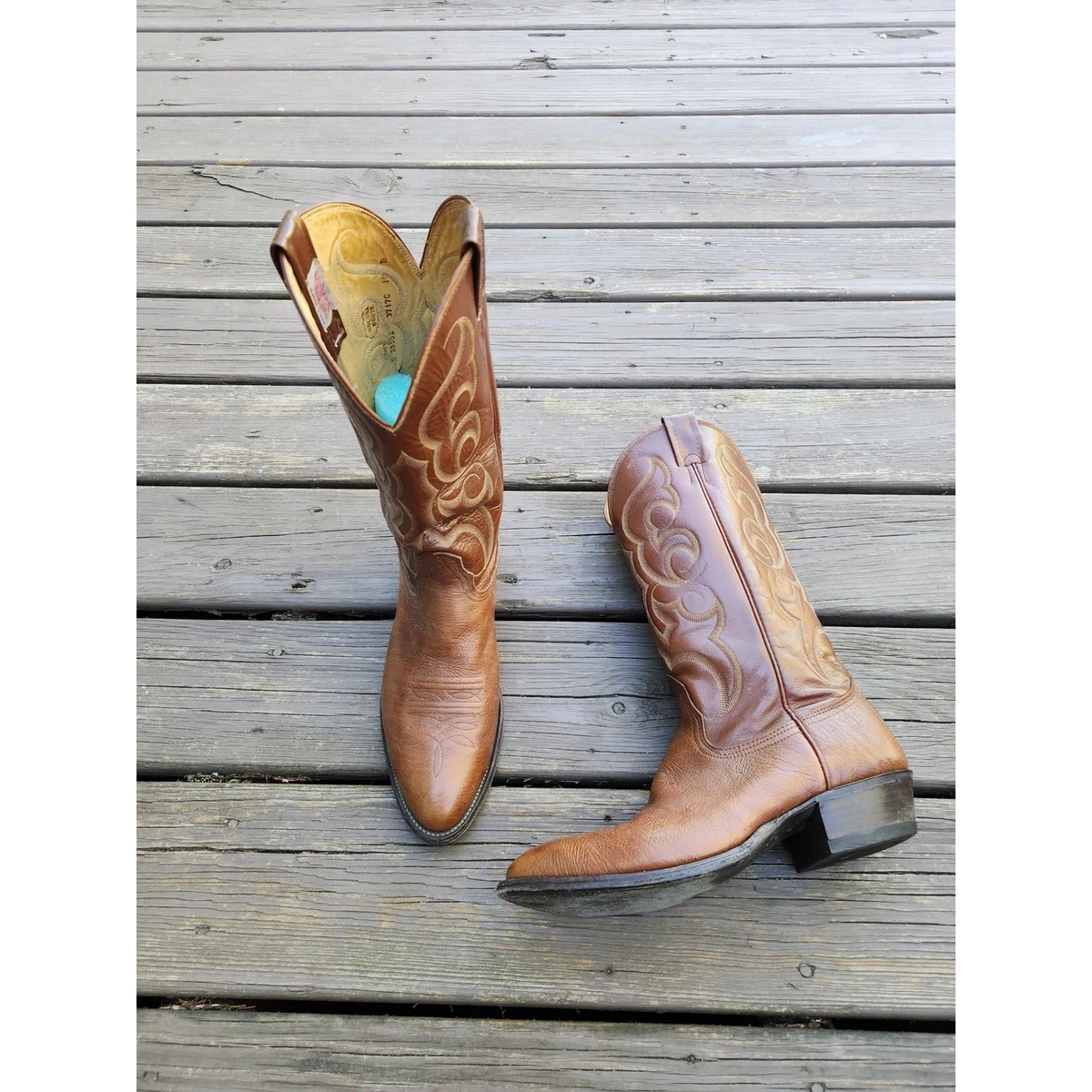 Nocona USA Cowboy‎ Boots Mens 11 C Brown Tan Western Leather Vintage Nocona men 11 vintage cowboy boots USA | Mercari main image 3