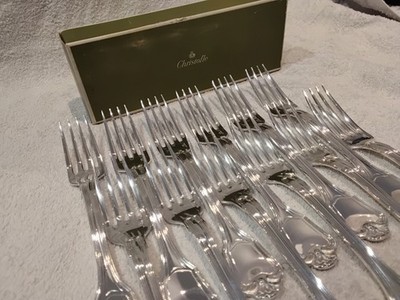 Vintage 1990 silver-plated 12 dinner forks Christofle Port royal
