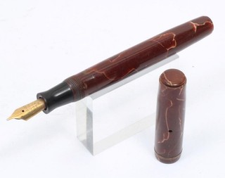 Vintage 1930's Parker Duette Sr Fountain Pen Burgundy & Cream Missing Clip