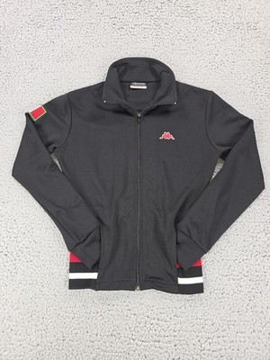 Kappa Track Jacket Womens Small Black Mexico Full Zip Soccer Graphic Flag