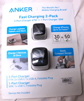 Anker Fast Charging Adapter with 67W USB C Charger &30W GaN PIQ 3.0 Wall Charger
