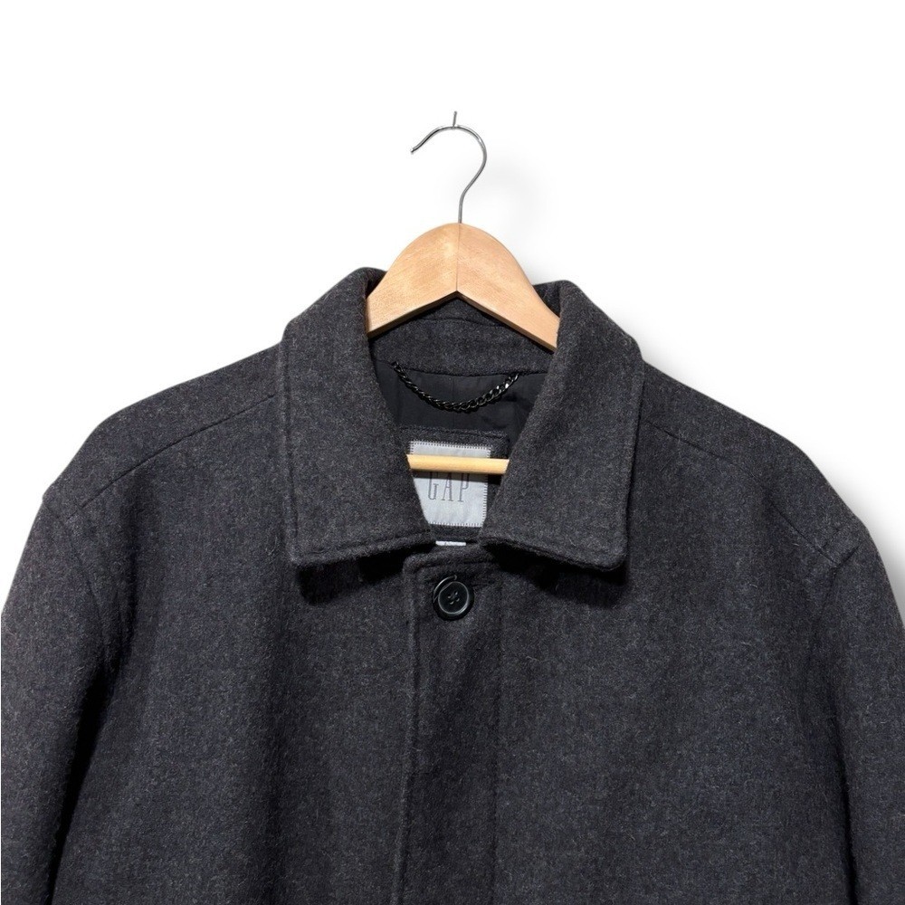 GAP Men's Charcoal Grey Wool Long Winter Car Coat Size Large image 4