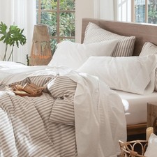 Sheet Set Queen 100 Washed Cotton Breathable Soft Solid Off White MooMee Linen