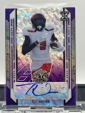 2021 Leaf Metal Draft #BA-TJV T.J. Vasher Autographs Marbles Purple #/30