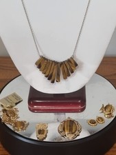 Vintage 12K GF Tiger Eye Jewelry Lot Winard WRE LSP Black Hills Style 8pc USA