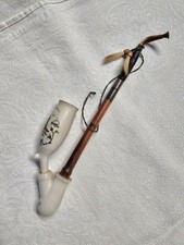 Alte Tabakpfeife Gesteckpfeife mit Porzallankopf -Unser edles Handwerk lebe hoch