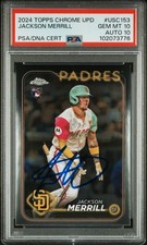 2024 Topps Chrome Update Signed Jackson Merrill Autographed Auto Card RC 10/10