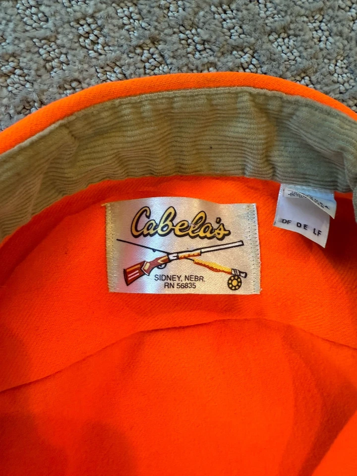 Chaqueta de Caza Cabela’s Naranja Brillante De Colección Manga Larga Abotonada L Años 70’s u 80’s Foto 3 de 4