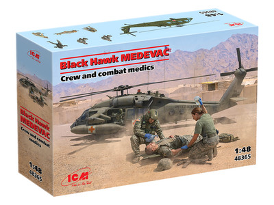 ICM 48365 - Black Hawk MEDEVAC with Crew and Medics- 1:48 Helicopter Model Kit