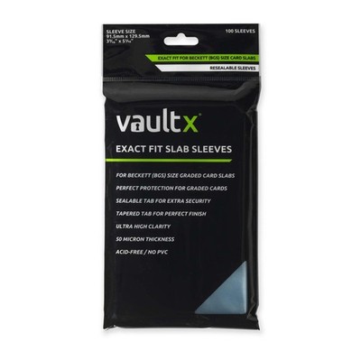 Vault X Graded Trading Card Slab Sleeves, Exact Fit BGS 100 pack, Clear