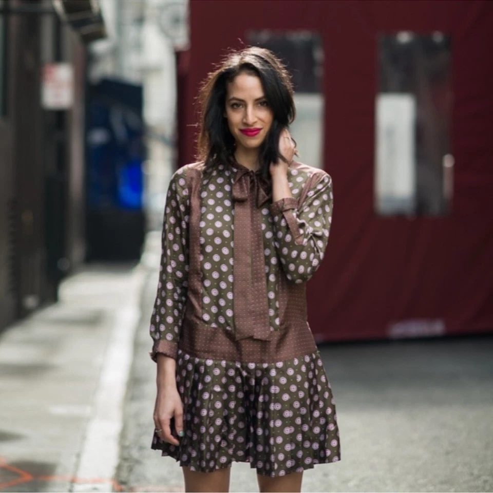 Banana Republic 100% Silk Dress Foulard Silk Bow Ascot Long Sleeve Retro 10 - Image 4 of 4