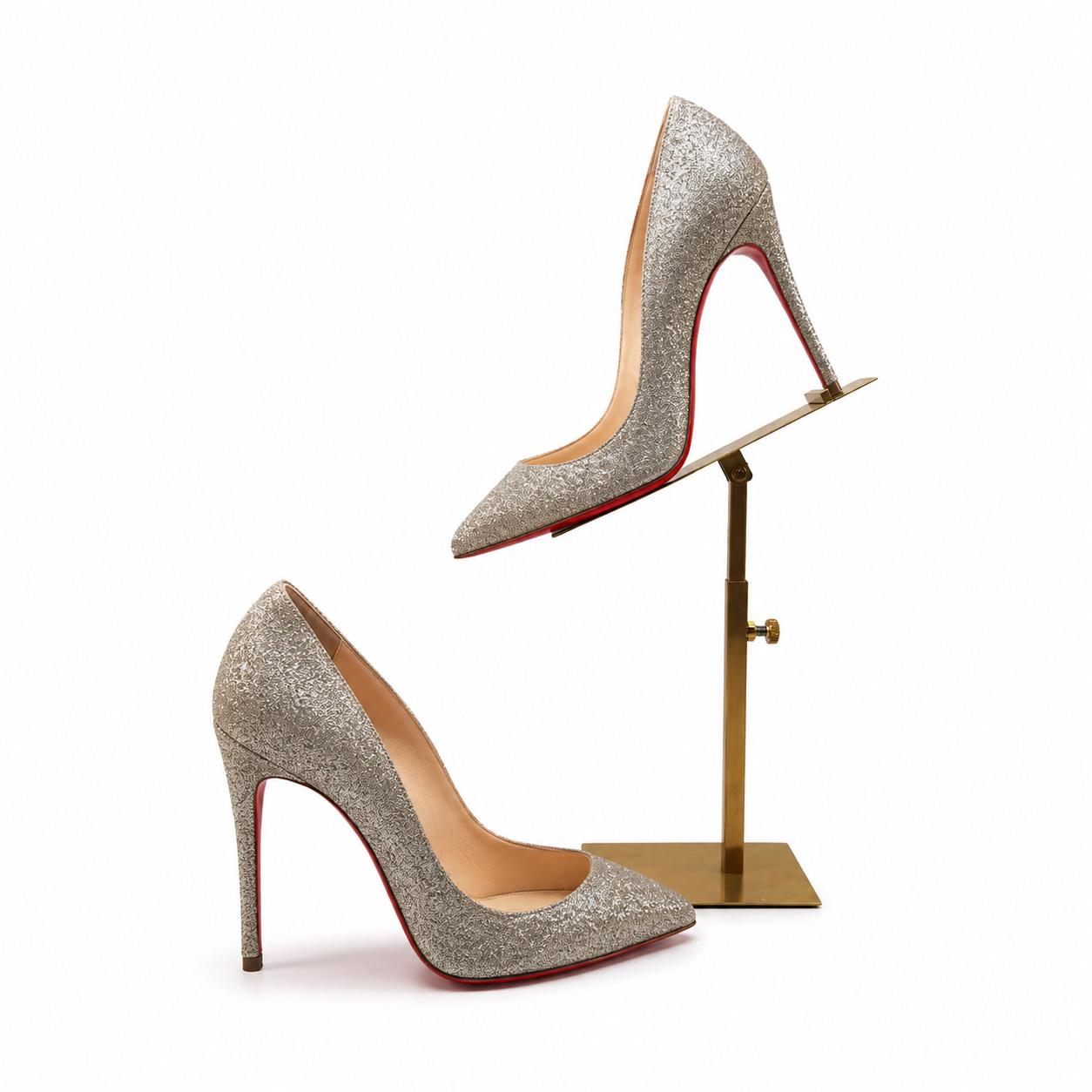 Christian Louboutin Pigalle Follies Ivory 100 Glitter EU 36 UK 3 US 6 High Heels