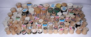 100 Vintage Wooden Thread Spools, Assorted Sizes and Brands