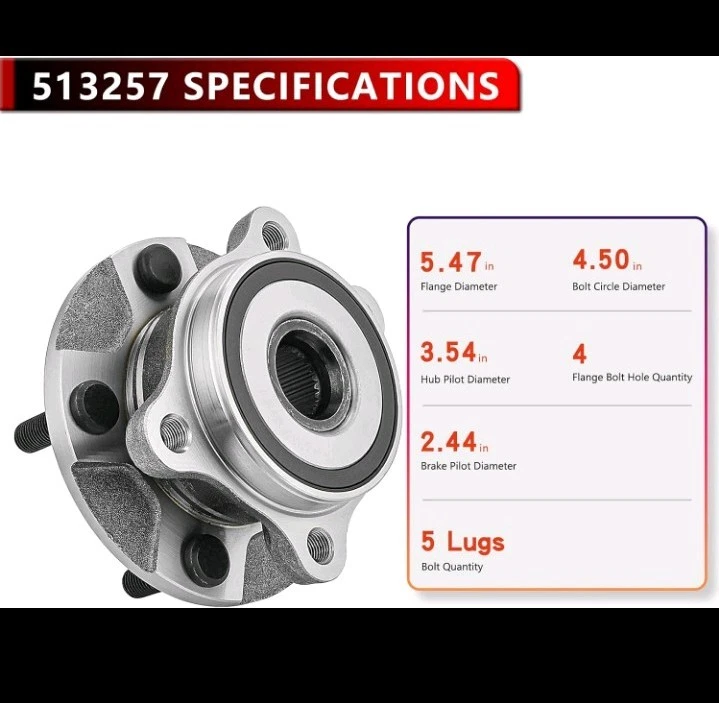 Buje de cojinete de rueda delantera PEYU Lexus 2010-2012 HS250h, Scion tC 2011-2016/Scion Ic Foto 3 de 4