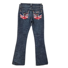 Hudson Women's 28 Flare Bell Bottom British Flag Jeans Made in USA Stitched