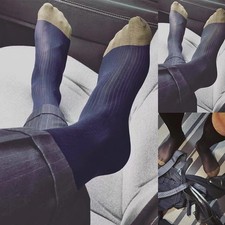 1 Pair Pack Mens Ultra Thin Sheer Business Dress Socks Striped  See Through