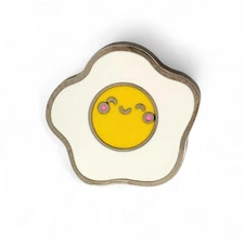 2017 Doodlebug Design Kawaii Fried Egg Lapel Hat Pin Cute Smiling Face