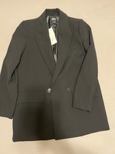 ZARA Women's Black Notch Lapel Single-Breasted Two-Button Blazer Jacket Size M
