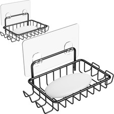 Soap Dish,Bar Soap Holder for Shower Wall with 4 Hooks Stainless Steel