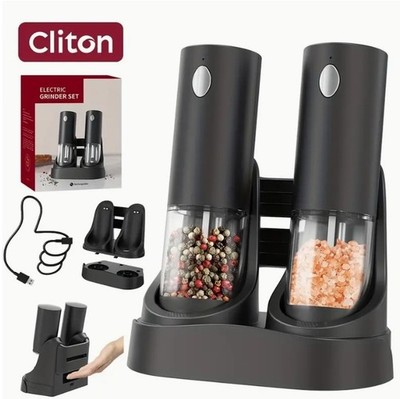 Two Rechargeable Electric Salt & Pepper Grinder Set