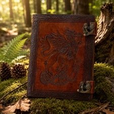 Dragon Embossed Leather Journal 6x8 Handmade Notebook Double Lock 200 Blank Page