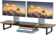 38" Dual Monitor Stand Riser, Desk Organizer, Rustic Brown  Laptop  Printer St
