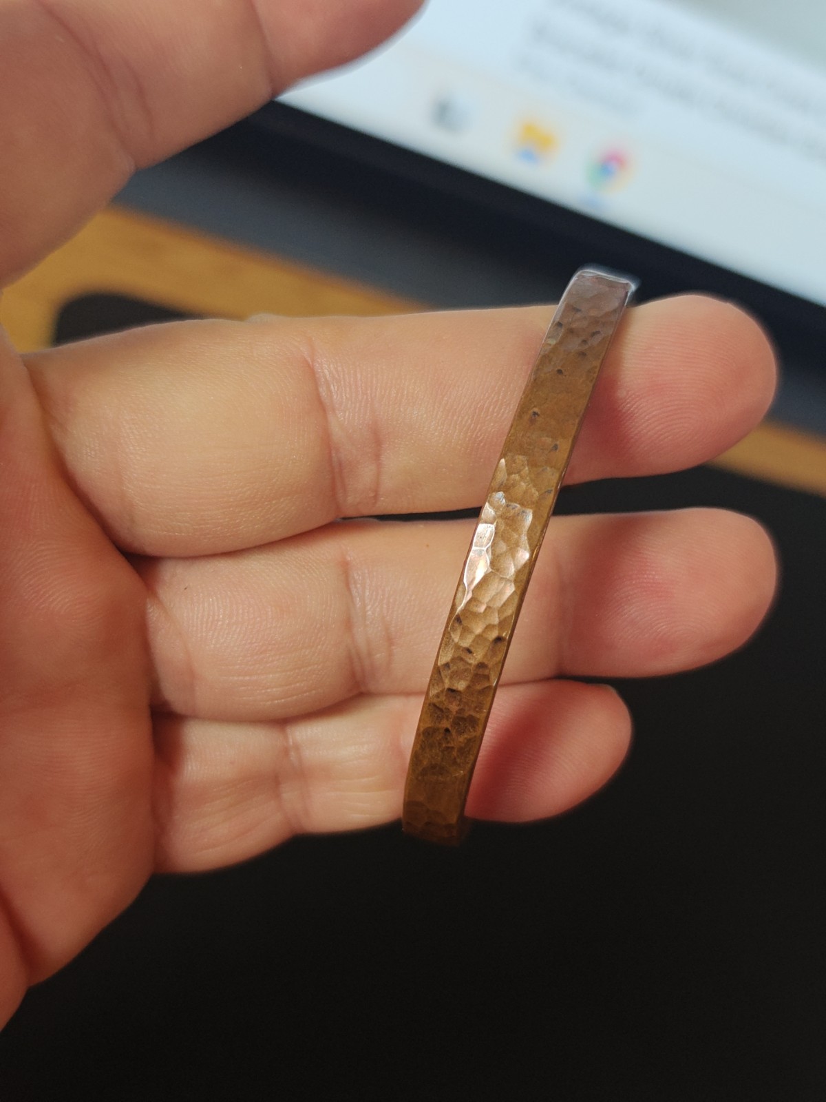 Vintage Artisan Hammered Solid Copper Cuff Bracel… - image 7