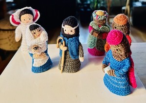 CHRISTMAS NATIVITY 6 Characters Amigurumi Crocheted Handmade Vintage-adorable