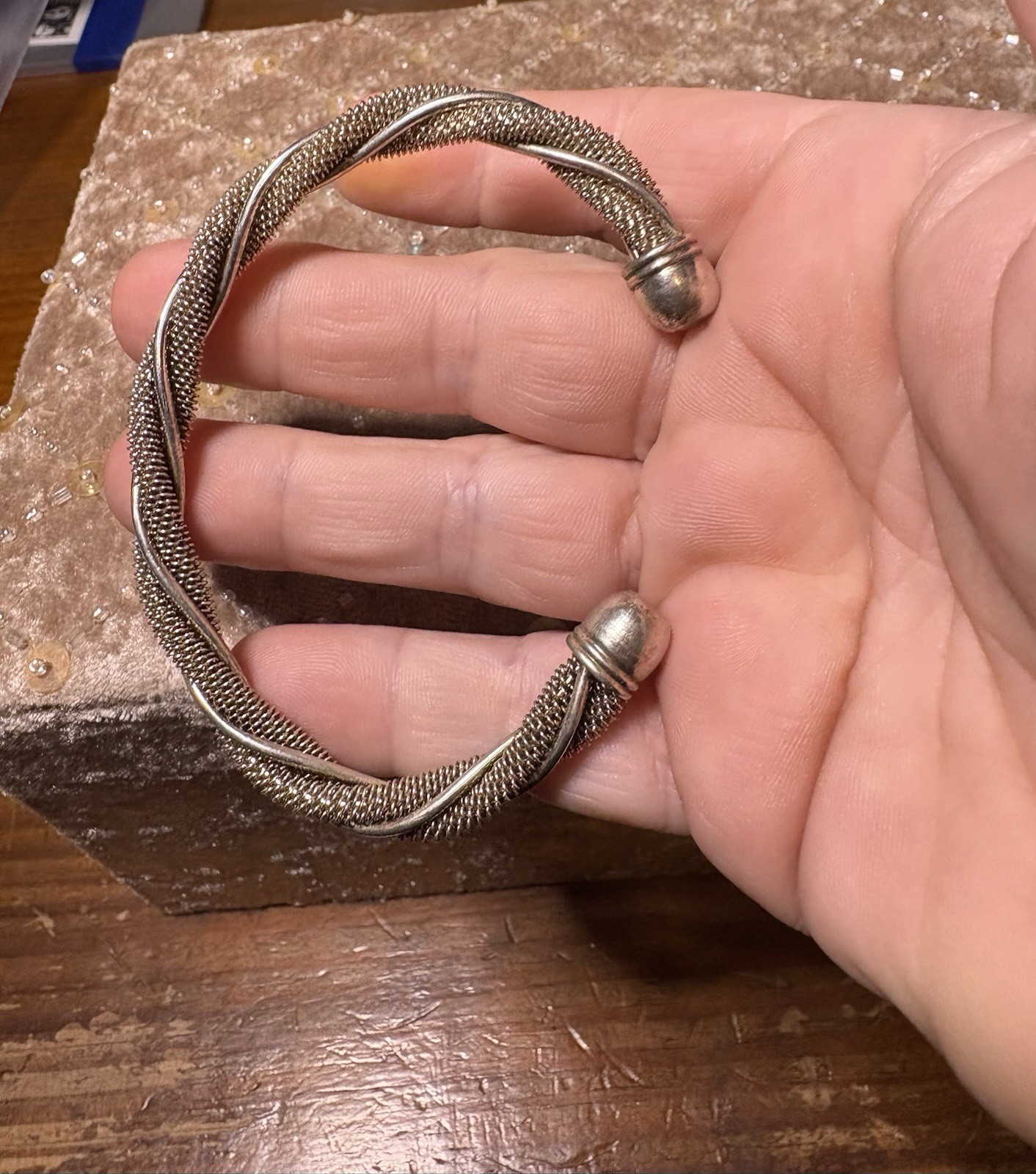 Mesh Link And Twisted Solid Sterling Silver 925 C… - image 5