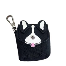 Ear Bud Case AIR PODS Dog Portable Travel Case Clip On Black White with snap