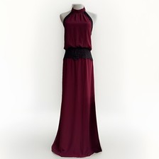 Dark Romantic Fairygoth Burgundy Halter Maxi Dress Size L Whimsigoth Black Lace