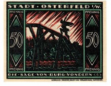 1921 UNC German Osterfeld Notgeld 50 Pfennig Note