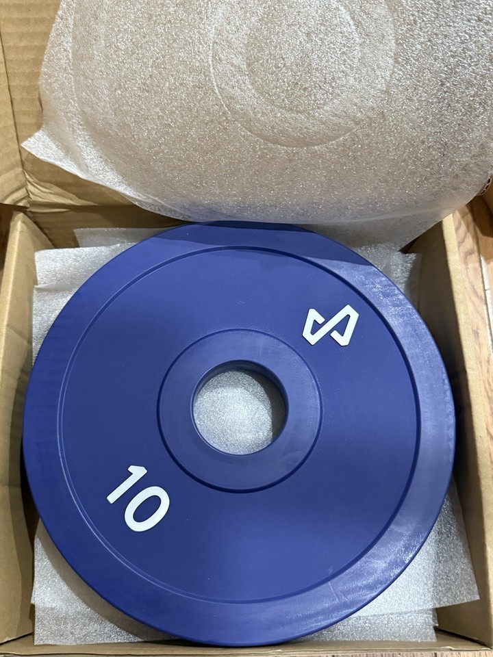 New Qty 2 TEMPO Olympic Change Plates (10lb each) Color Blue Exercise ...