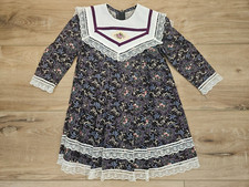 Vintage 1970s Gunne Sax Girls Dress Black Floral by Jessica McClintock-Size 4T