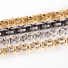 4/6/8mm Fashon Silver Gold Black Mens Byzantine Chain Stainless Steel Necklace