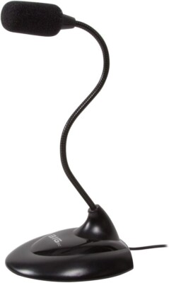 BIGtec Mikrofon mit Standfuss und Flexiblem Hals 3,5mm schwarz Mikro Mikrophone
