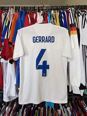 イングランド代表 GERRARD 4番 シャツ 2007-09 England Home Shirt Gerrard #4 - 6/10 - (L)