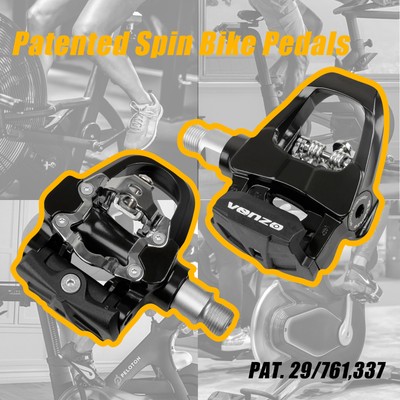 Spin Bike Clipless Pedals Mtb Pedals Venzo Bike Toe Clips Cages & Pedals - Compatible With Shimano SPD Fixed Or Adjustable Bicycle Toe Clips Cleats For Fitness Indoor Exercise Bikes Stationary Bike