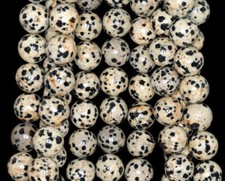 10MM DALMATION JASPER GEMSTONE BLACK DOTS ROUND 10MM LOOSE BEADS 15 inch