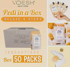 Voesh Pedi Deluxe 4 Steps Box of 50 packs - Honey Oatmilk NEW 
