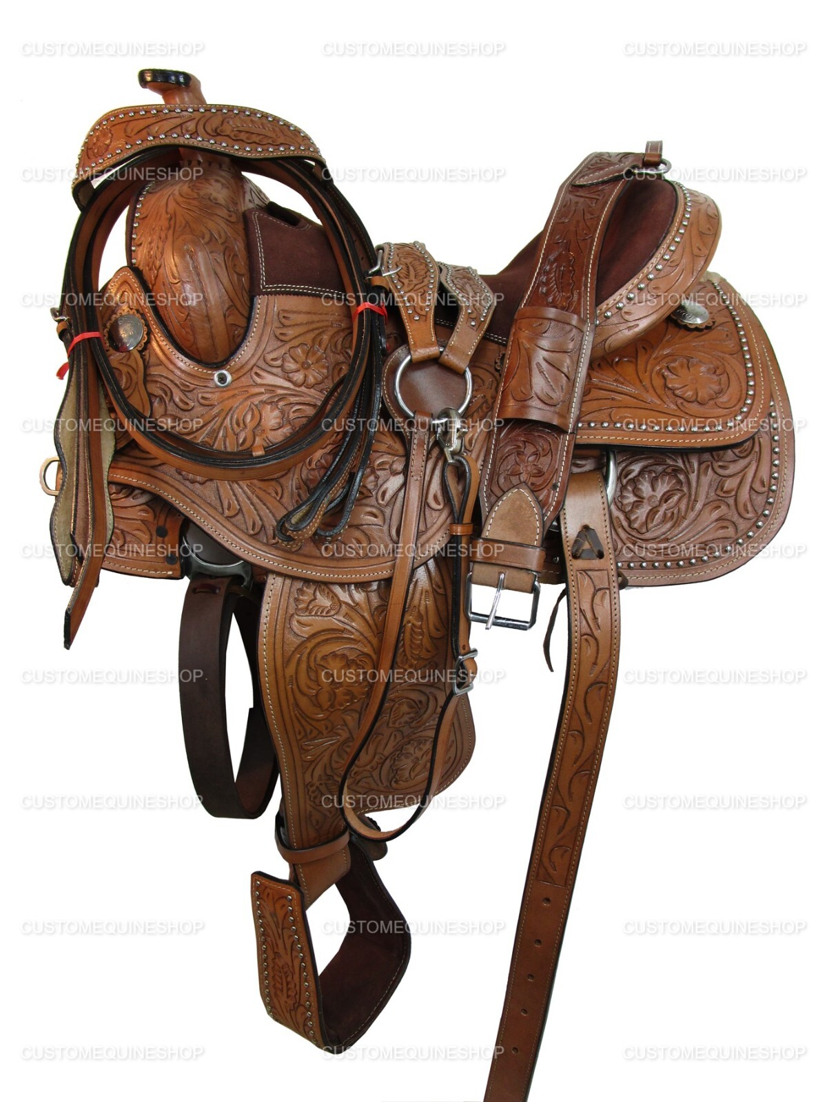 RODEO WESTERN SADDLE BARREL RACING PLEASURE TRAIL LEATHER TACK SET 15 16 17 18
