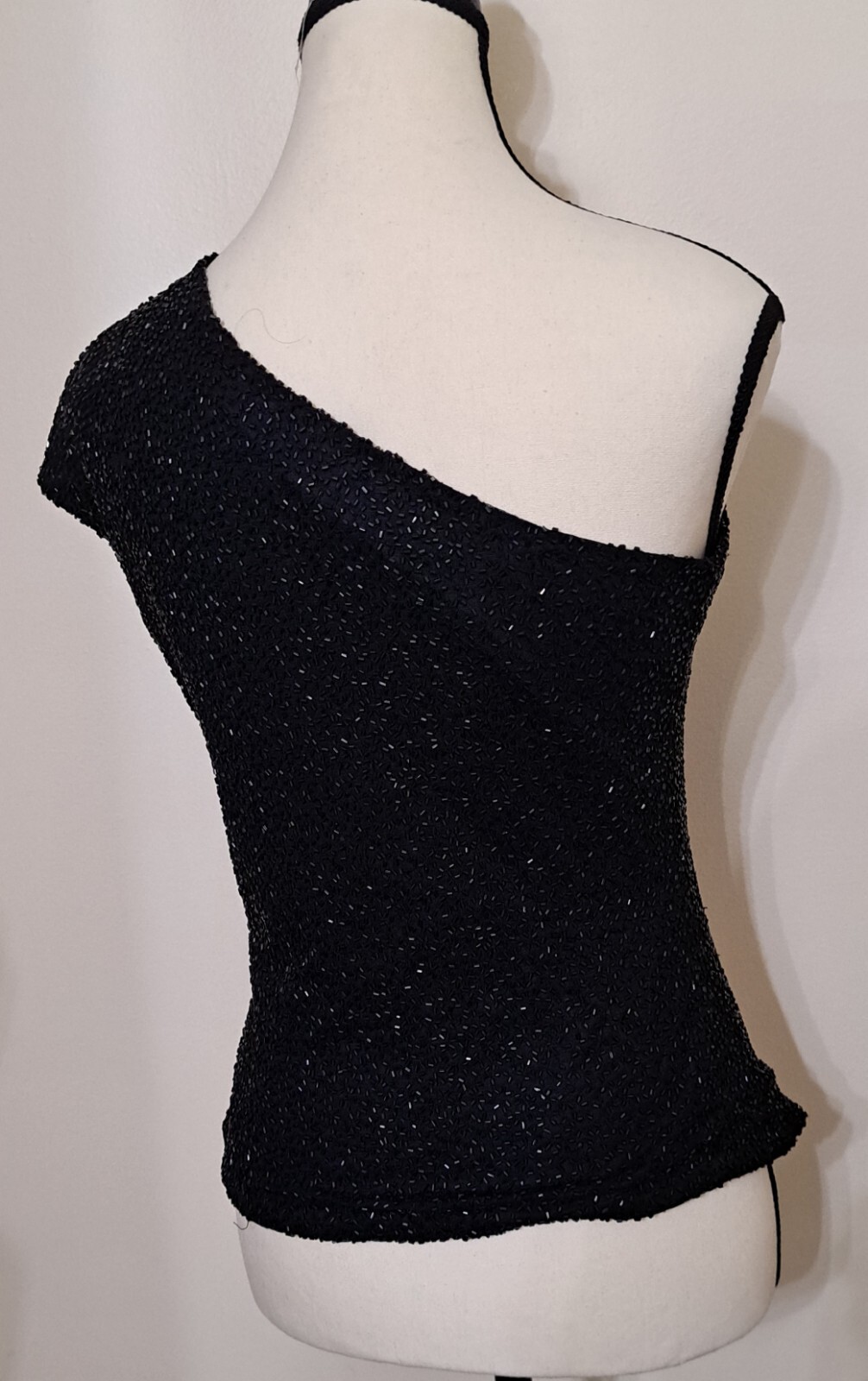 Laurence Kazar Beaded One Shoulder Top Size Small