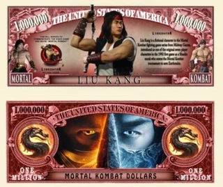 ✅ Pack of 10 Mortal Kombat Liu Kang Martial Arts Money 1 Million Dollar Bills ✅
