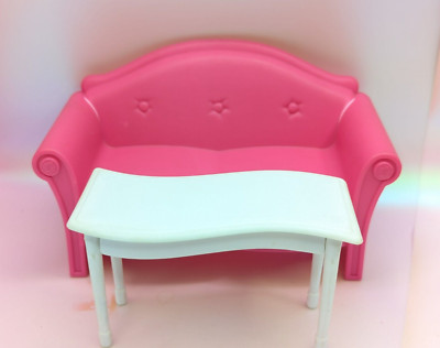 Barbie 2009 Glam Vacation Beach House Pink Sofa Couch & Coffee table Replacement