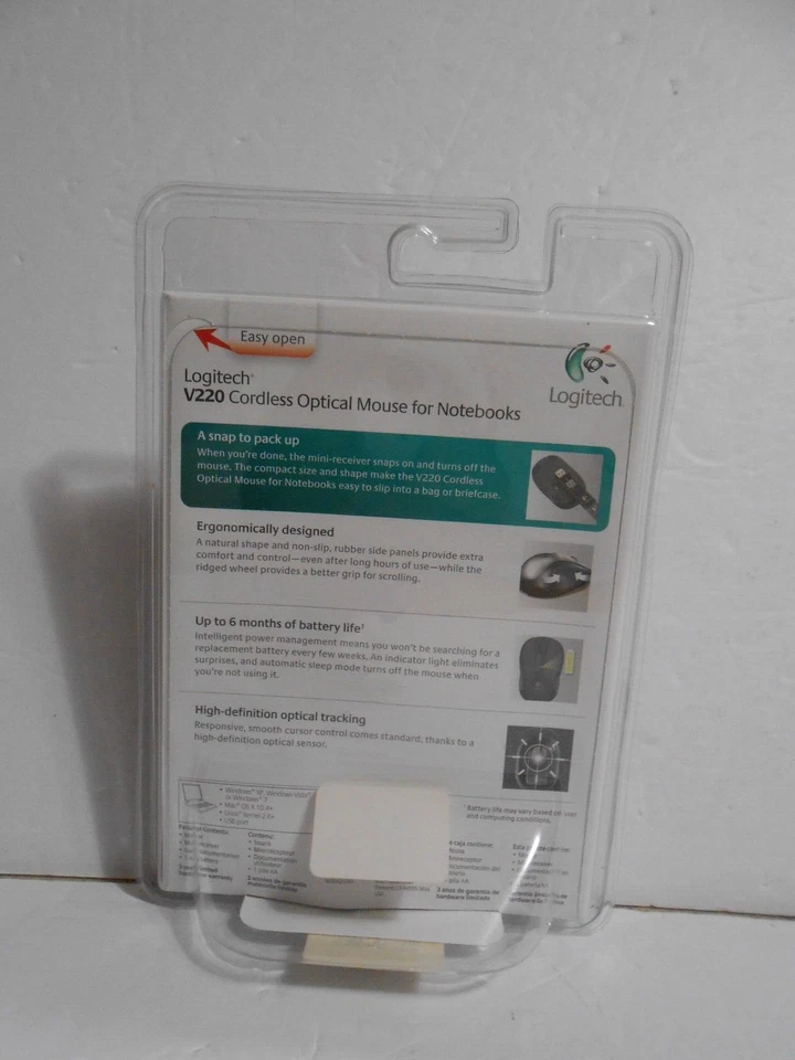 Logitech V220 Cordless Optical Mouse for Notebooks Black And Grey - Image 2 of 4