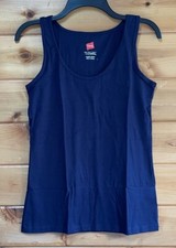 HANES WOMENS TANK TOP COLOR NAVY SIZE SMALL 4-6 NEW CREW NECK 100 COTTON