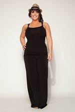 Women Plus Size Palazzo Pants Fold Over Waistband - Made in USA