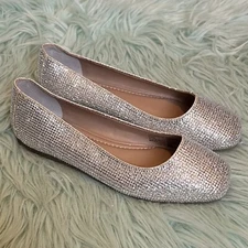 INC International Concepts Shoes Girls Size 13 Silver Sparkly Ballet Flats NEW
